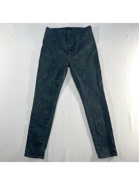 Seven 7 For All Mankind Womens 28  Skinny Green Snake Print Stretch Jeans Rodeo